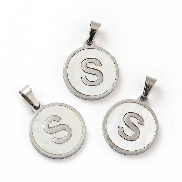 304 Stainless Steel with White Shell Pendants