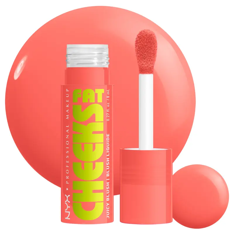 Fat Cheeks Juicy Liquid Blush Dewy Hydrated Color & Shine for Cheeks, and 12HR wear, NYX Professional Makeup Raspberry