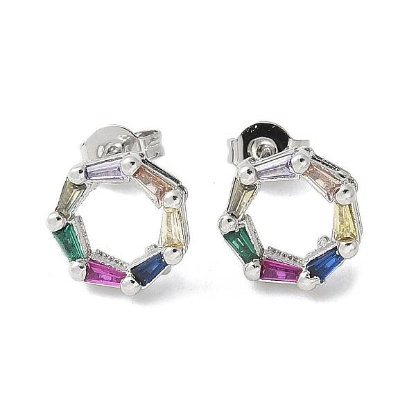 Brass Micro Cubic Zirconia Stud Earrings