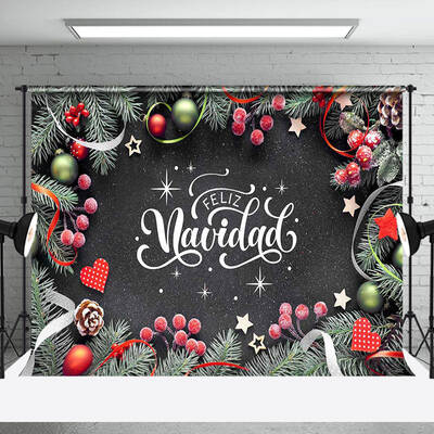 Aperturee Green Plant Leaves Bell Red Fruit Christmas Backdrop | Diy Christmas Backdrop | Christmas Photoshoot Backgrounds | ...
