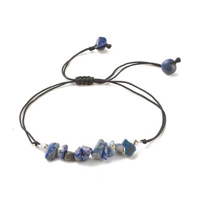 Natural Lapis Lazuli Chips Braided Bead Bracelet
