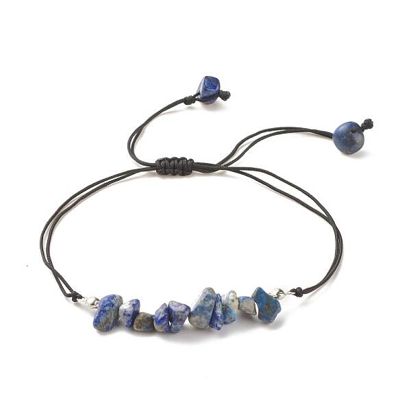 Natural Lapis Lazuli Chips Braided Bead Bracelet