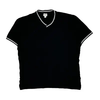 Armani V-Neck T-Shirt - Large Black Cotton