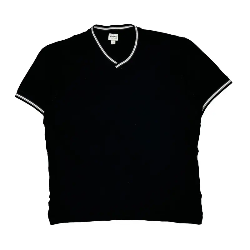 Armani V-Neck T-Shirt - Large Black Cotton