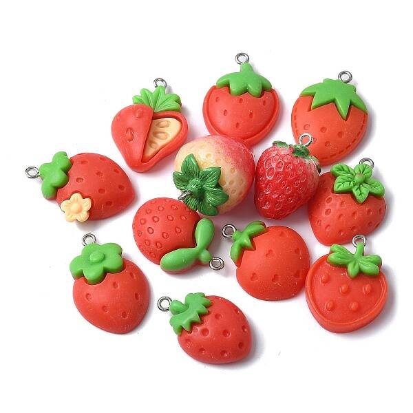 12Pcs 12 Styles Opaque Resin Pendants