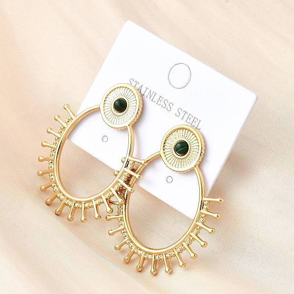 Oval 304 Stainless Steel Stud Earrings