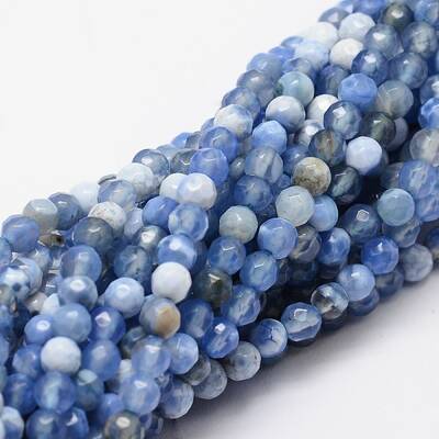 Faceted Natural Agate Round Beads Strands