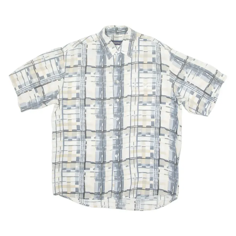 GREENFIELD Mens Shirt Beige 90s Crazy Pattern XL
