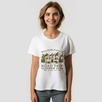 Vintage Mountain Family Camping Road Trip T-Shirt