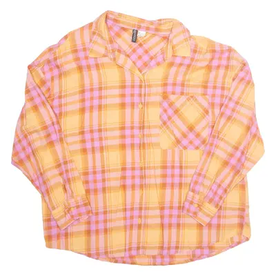 DIVIDED H&M Womens Printed Shirt Orange Collared Long Sleeve Plaid S
