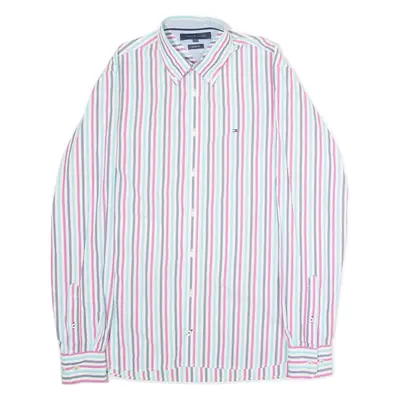 TOMMY HILFIGER Custom Fit Mens Shirt Blue Striped Long Sleeve S