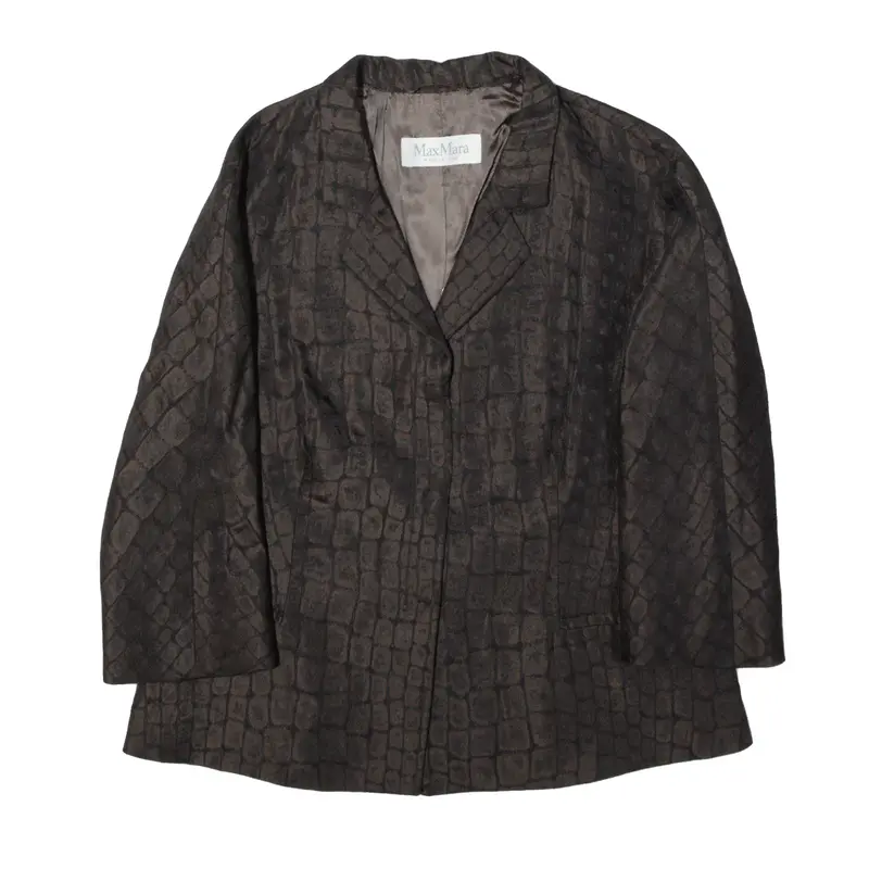 MAX MARA 3/4 Sleeve Blazer Jacket Brown Viscose Animal Print Womens UK 14