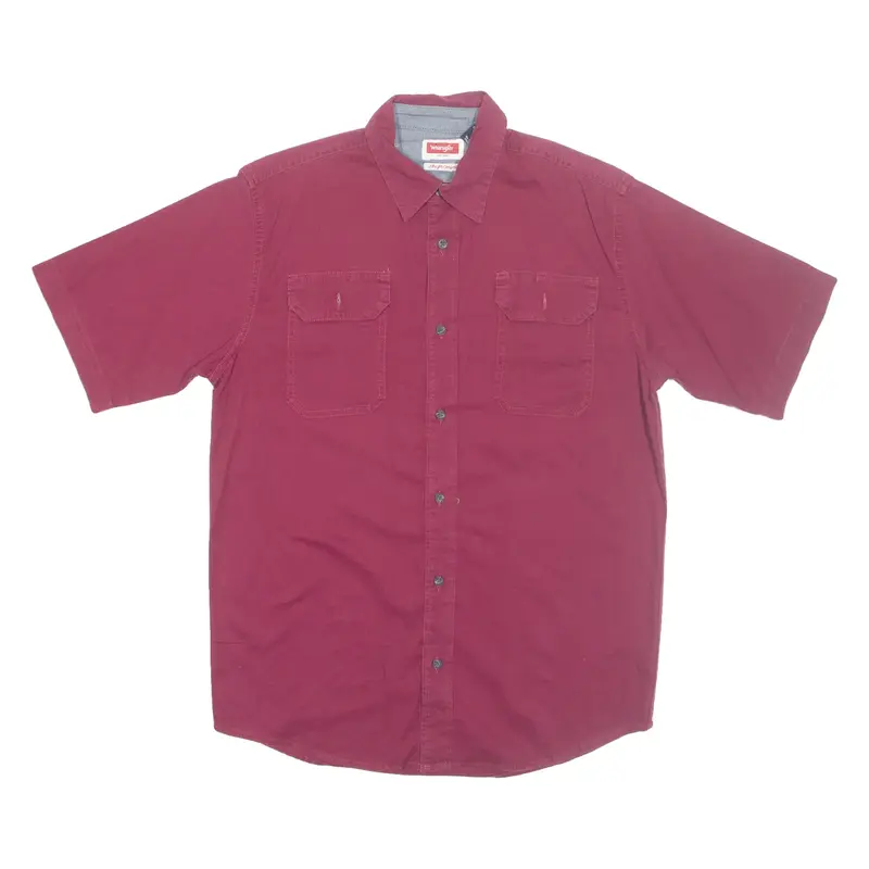 WRANGLER Mens Plain Shirt Maroon S