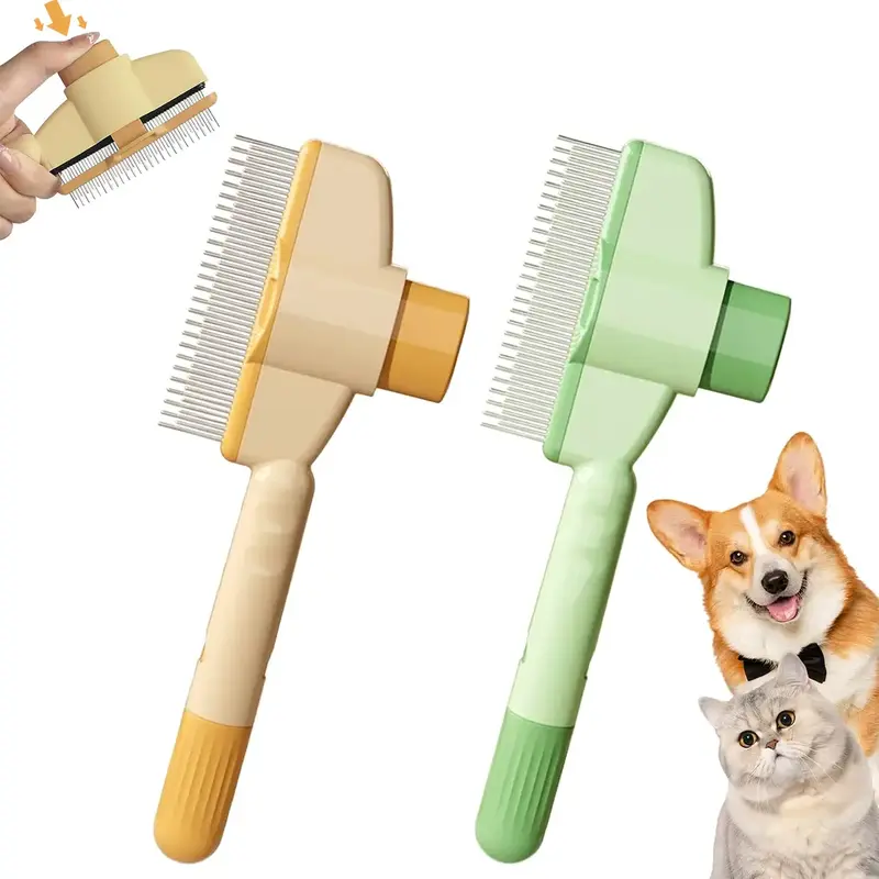 Self-Cleaning Flea Comb for Dogs & Cats – 2 Pack Pet Deshedding Brushes with Fine Teeth for Grooming & Hair Removal loose r...