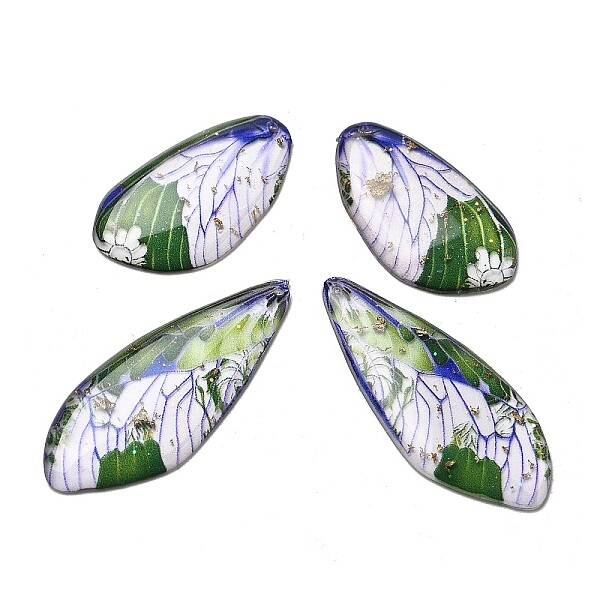 4Pcs Transparent Epoxy Resin Butterfly Wings Pendants
