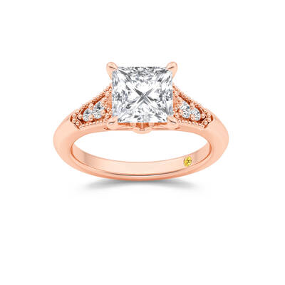 Lily Art Deco Princess Cut Lab Grown Diamond Engagement Ring | 14K Rose Gold 2 5/8 CT. TW.
