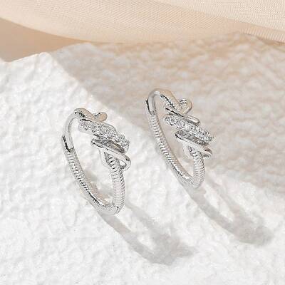 Brass Clear Cubic Zirconia Hoop Earrings