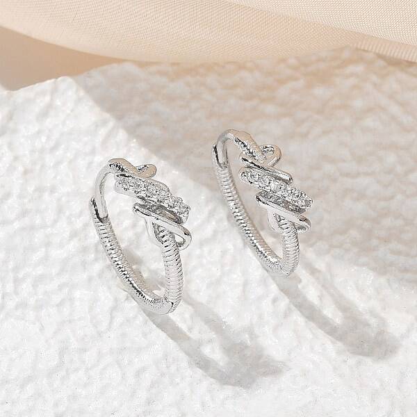 Brass Clear Cubic Zirconia Hoop Earrings