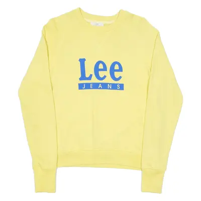 LEE Womens Sweatshirt Yellow Crew Neck XS