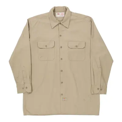 Dickies Shirt - Large Beige Polyester Blend
