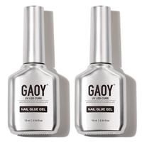 GAOY 2Pcs 16ml Gel Nail Glue, Glue Gel for Acrylic Nails Tips, 2 in 1 Nail Glue and Base Gel, Nail Lamp Needed