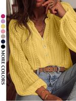 Women's Solid Color Shirt, Elegant Bishop Sleeve Top for Daily Wear, Ladies Clothes for All Seasons