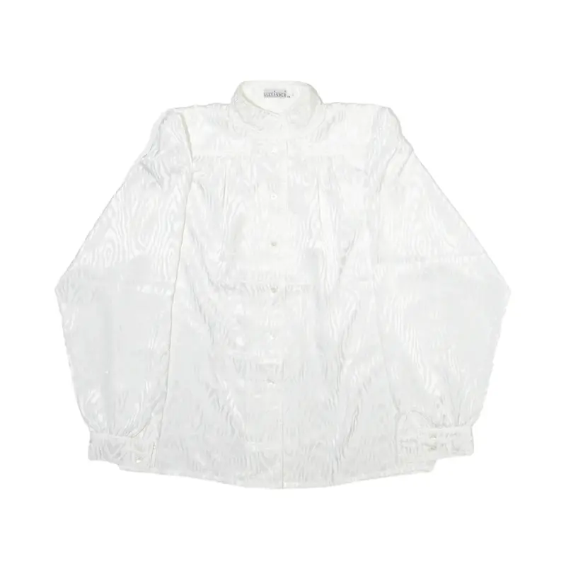 ALEXANDER Shirt White 90s Animal Print Long Sleeve Womens L