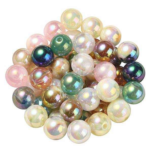 UV Plating Rainbow Iridescent Acrylic Beads