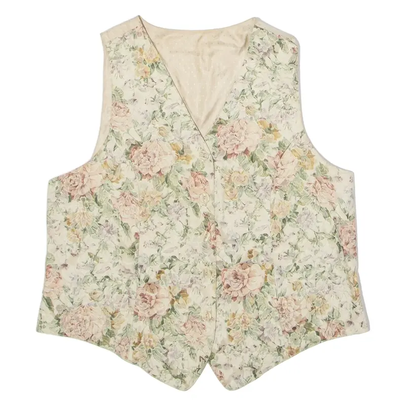ST. MICHAEL Womens Blazer Waistcoat Cream 90s Floral UK 14