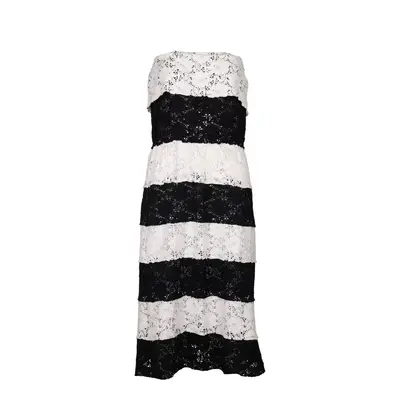 Moschino Swim  Striped Strapless Dress - Medium Black & White Cotton Blend