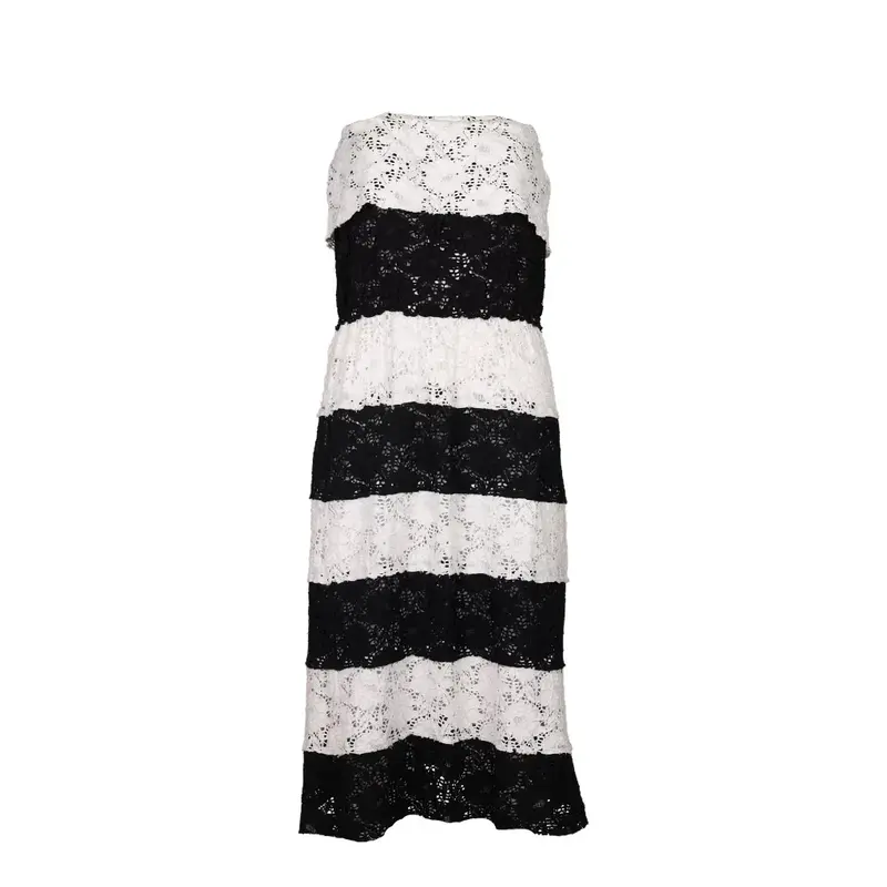 Moschino Swim  Striped Strapless Dress - Medium Black & White Cotton Blend