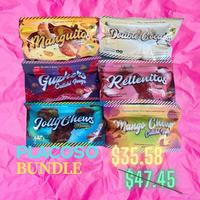 Placoso bundle - double cocada , manguitos mango , mango chews , jolly chews , rellenitos , guzzherz 6 pack