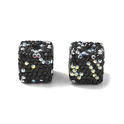 Cube Shape Polymer Clay Rhinestone Beads