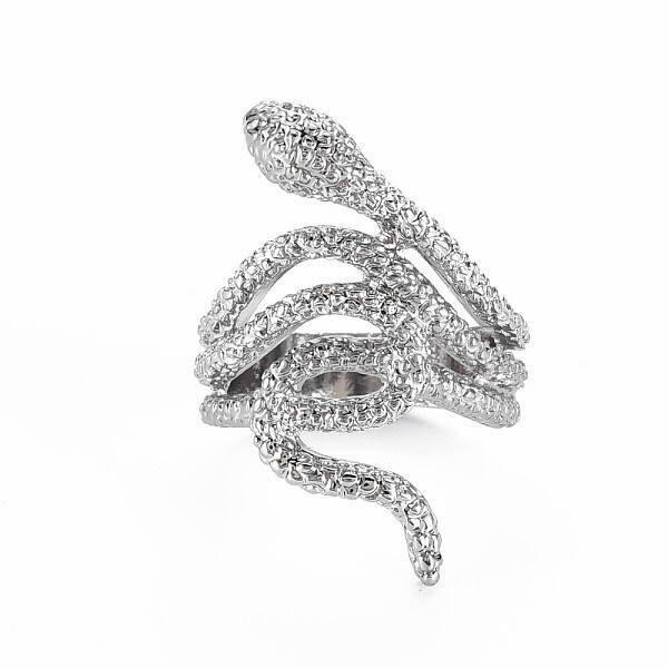 Snake Shape Rack Plating Alloy Wide Band Rings