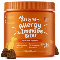 Zesty Paws Allergy & Immune Bites for Dogs Gut Health, Soft Chew Dog Treats Immune Support Supplement