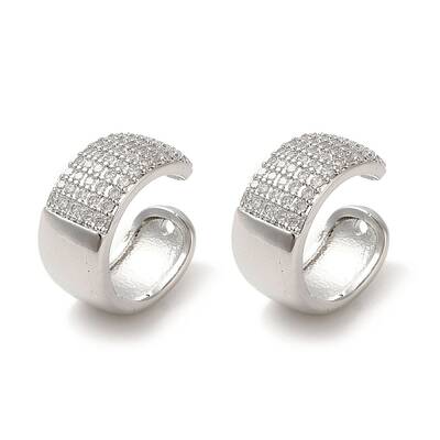 Rack Plating Brass Micro Pave Clear Cubic Zirconia Ring Cuff Earrings for Women