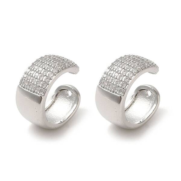 Rack Plating Brass Micro Pave Clear Cubic Zirconia Ring Cuff Earrings for Women