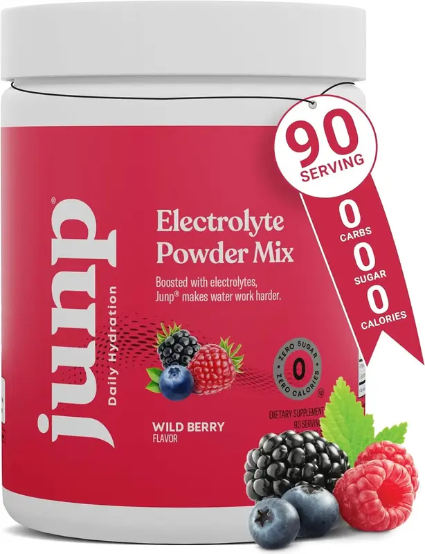 JUNP Electrolyte Hydration Powder Mix - Zero Sugar Zero Carb Daily Drink with Potassium & Salt for Energy Endurance Recovery ...