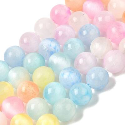 Gradient Color Natural Selenite Dyed Beads Strands
