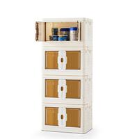 Stackable Organizer Bins | Foldable Locking Containers with wheels & Doors, Removable Lids | Multi-Purpose Space Saver| Heavy...