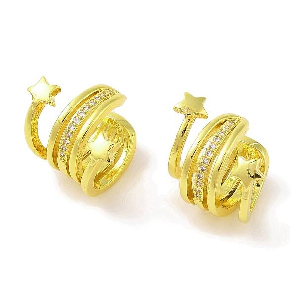 Brass Micro Pave Clear Cubic Zirconia Cuff Earrings for Women