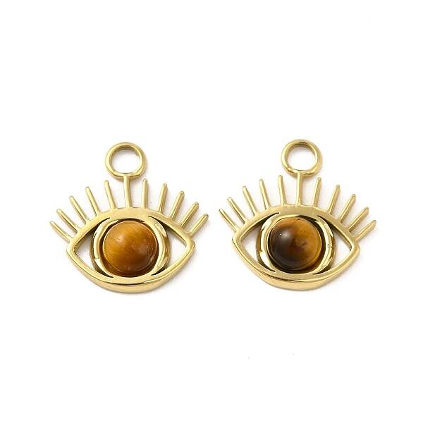 Natural Tiger Eye Stone Eye Charms