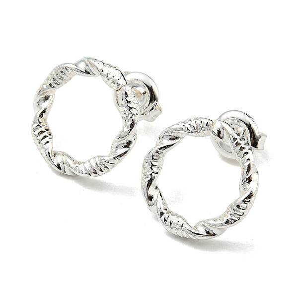 304 Stainless Steel Hollow Ring Stud Earrings for Woman