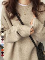 Women's Solid Drop Shoulder Long Sleeve Sweater Pullover, Casual Fit Fashion Round Neck Longsleeves Jumper for Fall & Winter,...