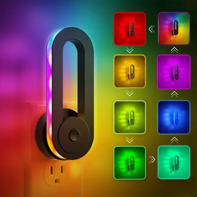 180° Rotatable Design Color Changing Night Light, Plug and Play LED Night Lamp, Wall RGB Light, Decorative LED Light for Hom...