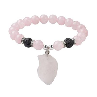 Natural Rose Quartz Beaded Stretch Bracelets