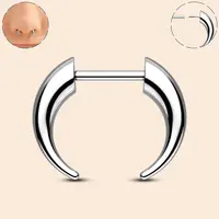 OUFER 16G Tribal Fake Gauge Horn Threadless Septum Ring/ 8-16G Pincher Septum Ring