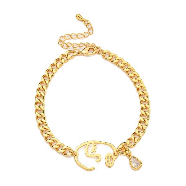 Brass Micro Pave Cubic Zirconia Bracelets for Women