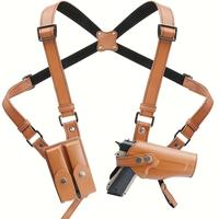 Vertical Shoulder Back with Double Cartridge Clip Pouch, Men's Adjustable Concealed Carrying Shoulder Back Holster