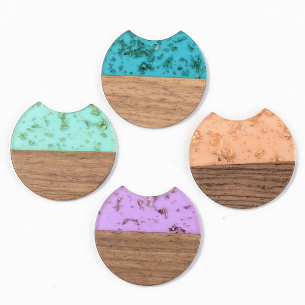 Transparent Resin & Walnut Wood Pendants